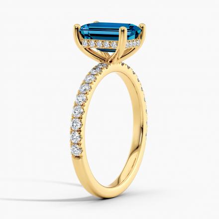 Lab Grown Diamond Hidden Halo Engagement Ring Emerald 0.50 ct. (Blue, VS-SI) in 14k Yellow Gold