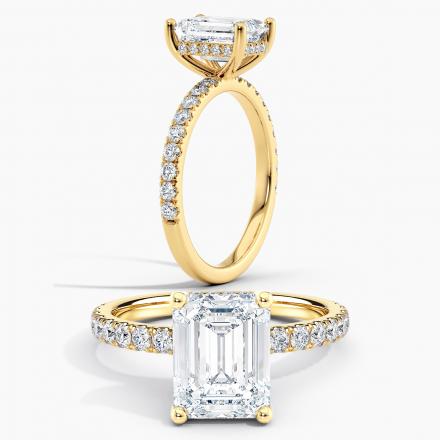 Lab Grown Diamond Hidden Halo Diamond Engagement Ring Emerald 1.00 ct. (I-J, VS1-VS2) in 14k Yellow Gold