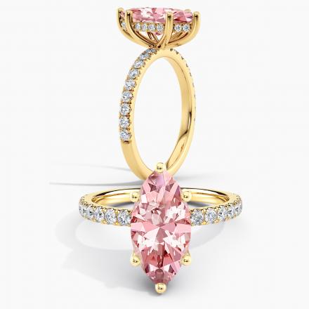 Lab Grown Diamond Hidden Halo Engagement Ring Marquise 2.00 ct. (Pink, VS-SI)Available variations 0.50 ct - 2.50 ct in 14k Yellow Gold
