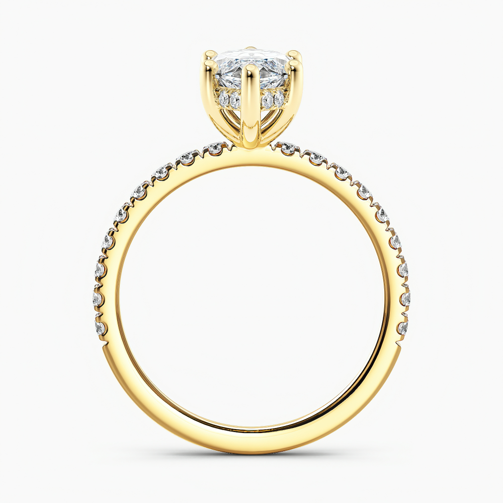 Lab Grown Diamond Hidden Halo Diamond Engagement Ring Marquise 1.00 ct. (I-J, VS1-VS2) in 14k Yellow Gold