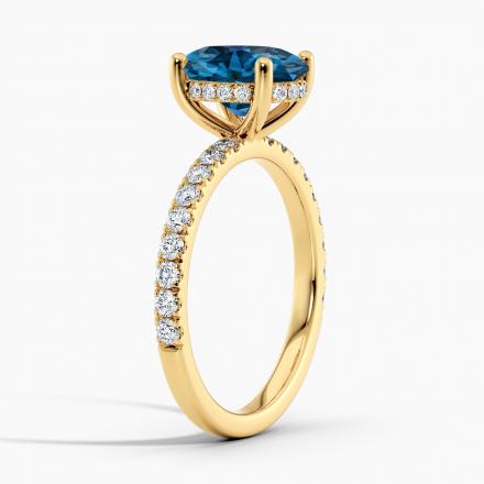 Lab Grown Diamond Hidden Halo Engagement Ring Oval 0.50 ct. (Blue, VS-SI) in 14k Yellow Gold