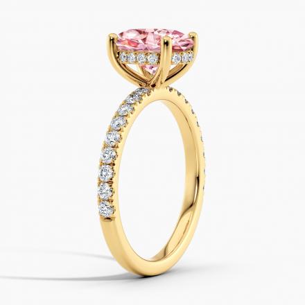 Lab Grown Diamond Hidden Halo Engagement Ring Oval 0.50 ct. (Pink, VS-SI) in 14k Yellow Gold