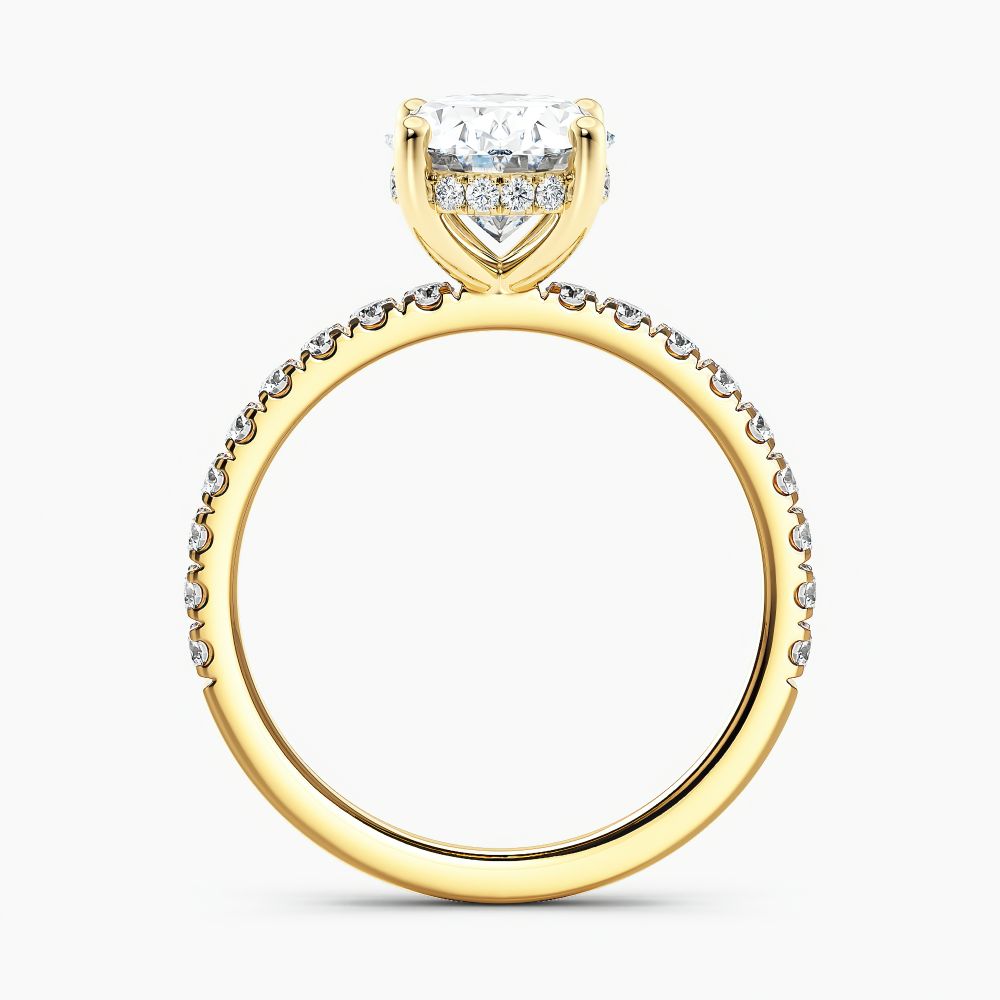Lab Grown Diamond Hidden Halo Diamond Engagement Ring Oval 1.00 ct. (I-J, VS1-VS2) in 14k Yellow Gold