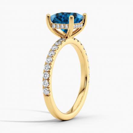 Lab Grown Diamond Hidden Halo Engagement Ring Princess 0.50 ct. (Blue, VS-SI) in 14k Yellow Gold