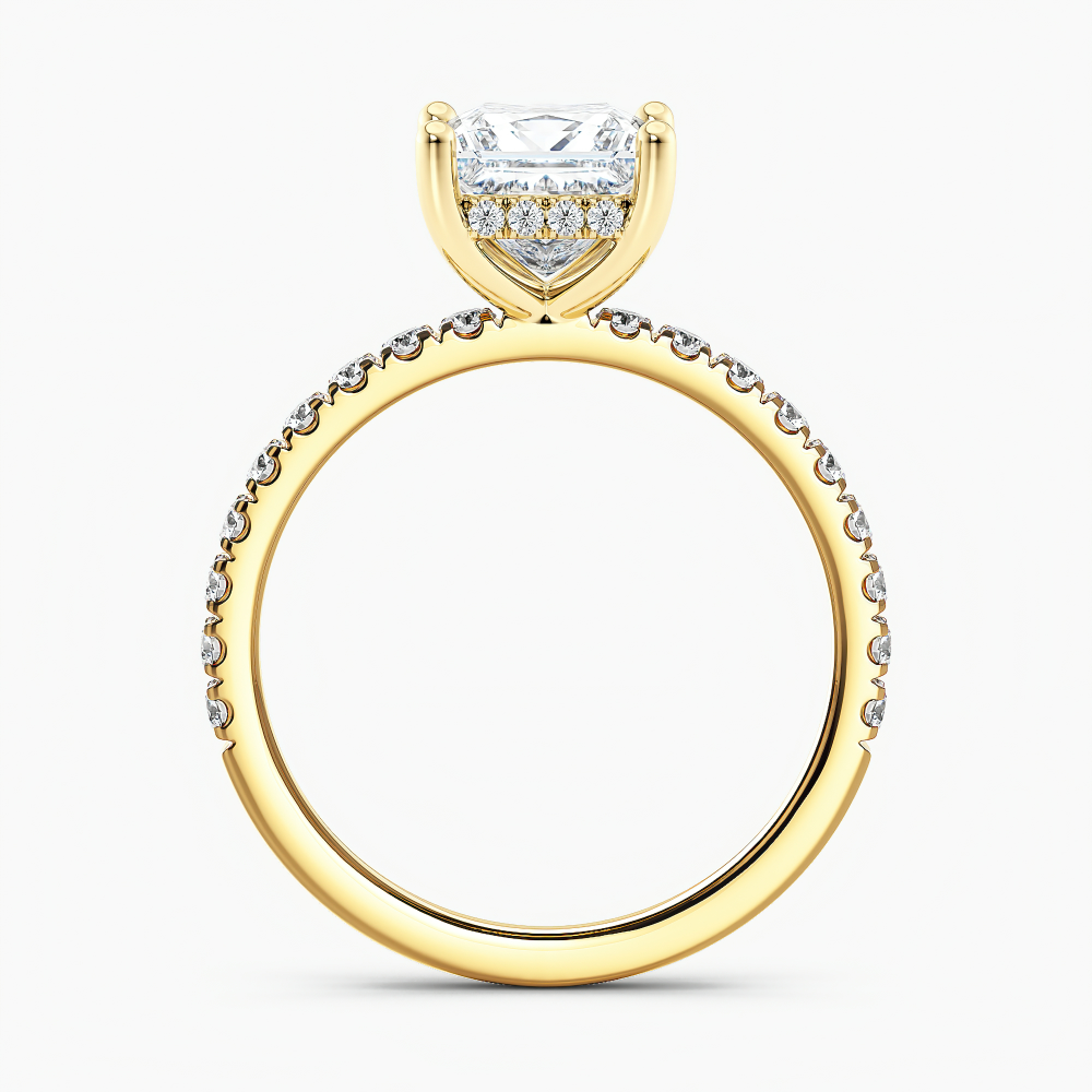 Lab Grown Diamond Hidden Halo Diamond Engagement Ring Princess 1.00 ct. (I-J, VS1-VS2) in 14k Yellow Gold