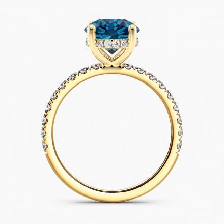 Lab Grown Diamond Hidden Halo Engagement Ring Round 0.50 ct. (Blue, VS-SI) in 14k Yellow Gold