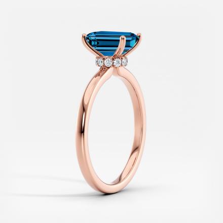 Lab Grown Diamond Ribbon Halo Engagement Ring Emerald 0.50 ct. (Blue, VS-SI) in 14k Rose Gold