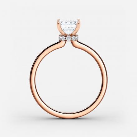 Certified Lab Grown Diamond Ribbon Halo Engagement Ring Emerald 1.00 ct. (I-J, VS1-VS2) in 14k Rose Gold