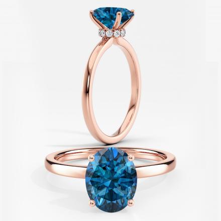 Lab Grown Diamond Ribbon Halo Engagement Ring Oval 1.00 ct. (Blue, VS-SI) Available variations 0.50 ct - 2.00 ct in 14k Rose Gold