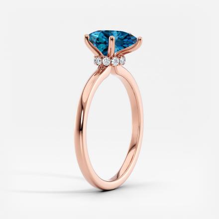 Lab Grown Diamond Ribbon Halo Engagement Ring Pear 0.50 ct. (Blue, VS-SI) in 14k Rose Gold
