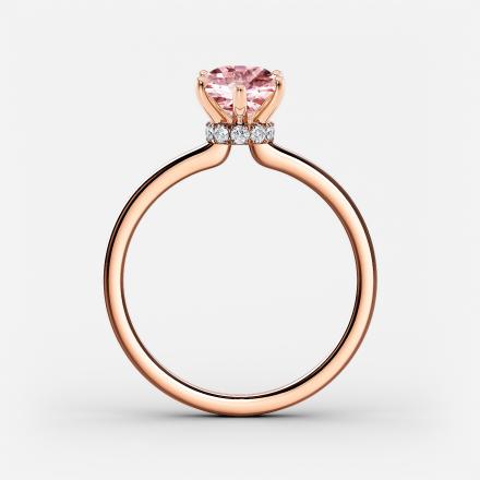 Lab Grown Diamond Ribbon Halo Engagement Ring Pear 0.50 ct. (Pink, VS-SI) in 14k Rose Gold