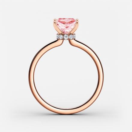 Lab Grown Diamond Ribbon Halo Engagement Ring Princess 0.50 ct. (Pink, VS-SI) in 14k Rose Gold