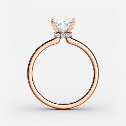 Certified Lab Grown Diamond Ribbon Halo Engagement Ring Princess 1.00 ct. (I-J, VS1-VS2) in 14k Rose Gold