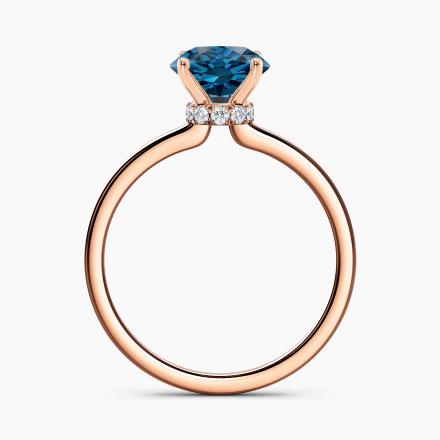 Natural Diamond Ribbon Halo Engagement Ring Round 5.00 ct. (Blue, I1) in 14k Rose Gold