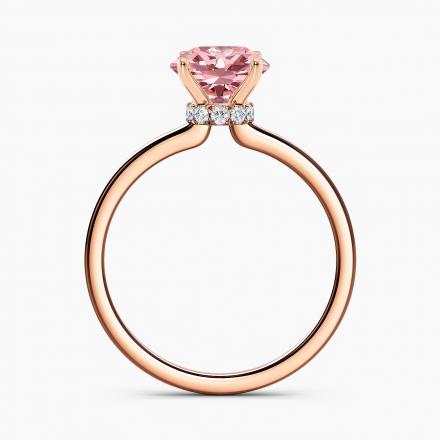 Lab Grown Diamond Ribbon Halo Engagement Ring Round 0.50 ct. (Pink, VS-SI) in 14k Rose Gold