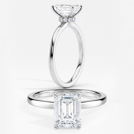 Natural Diamond GIA Certified Ribbon Halo Engagement Ring Emerald 1.44 ct. (H, VS1) in 14k White Gold