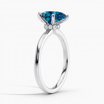 Lab Grown Diamond Ribbon Halo Engagement Ring Marquise 0.50 ct. (Blue, VS-SI) in 14k White Gold
