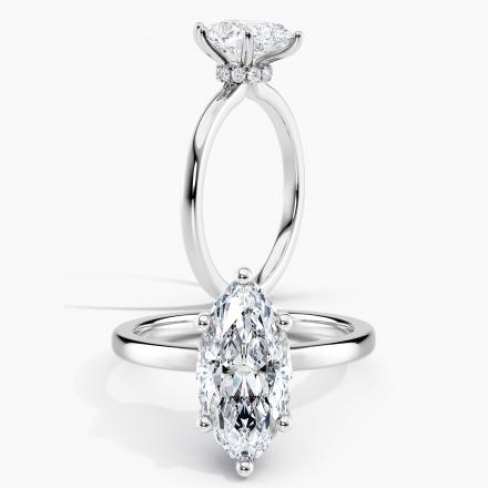 Certified Lab Grown Diamond Ribbon Halo Engagement Ring Marquise 1.00 ct. (I-J, VS1-VS2) in 14k White Gold