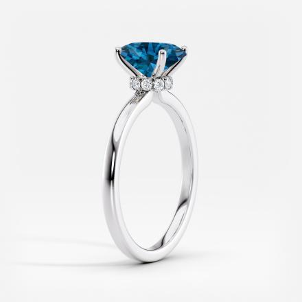 Lab Grown Diamond Ribbon Halo Engagement Ring Oval 0.50 ct. (Blue, VS-SI) in 14k White Gold