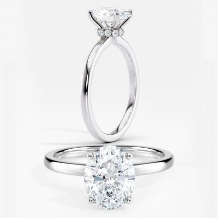 Certified Lab Grown Diamond Ribbon Halo Engagement Ring Oval 1.00 ct. (I-J, VS1-VS2) in 14k White Gold
