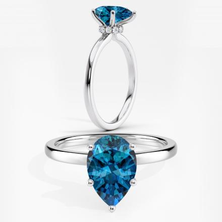 Lab Grown Diamond Ribbon Halo Engagement Ring Pear 0.50 ct. (Blue, VS-SI) Available variations 0.50 ct - 2.50 ct in 14k White Gold