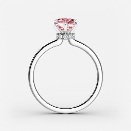 Lab Grown Diamond Ribbon Halo Engagement Ring Pear 0.50 ct. (Pink, VS-SI) in 14k White Gold