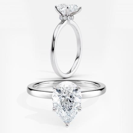 Certified Lab Grown Diamond Ribbon Halo Engagement Ring Pear 1.00 ct. (I-J, VS1-VS2) in 14k White Gold
