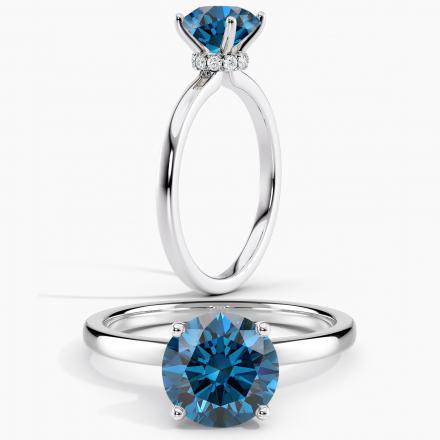 Lab Grown Diamond Ribbon Halo Engagement Ring Round 0.50 ct. (Blue, VS-SI) in 14k White Gold