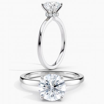 Natural Diamond GIA Certified Ribbon Halo Engagement Ring Round 2.00 ct. (J, VS2) in 14k White Gold