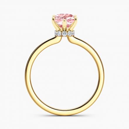 Lab Grown Diamond Ribbon Halo Engagement Ring Marquise 0.50 ct. (Pink, VS-SI) in 14k Yellow Gold