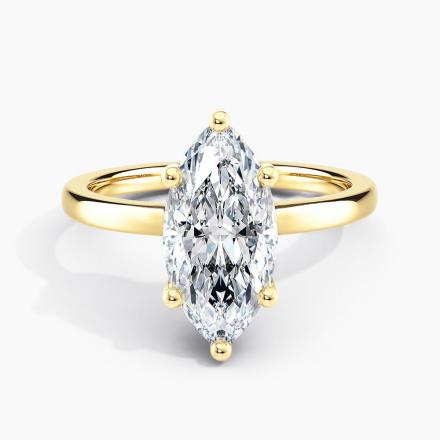 Lab Grown Diamond Ribbon Halo Engagement Ring Marquise 3.00 ct. (E, VS) in 14k Yellow Gold
