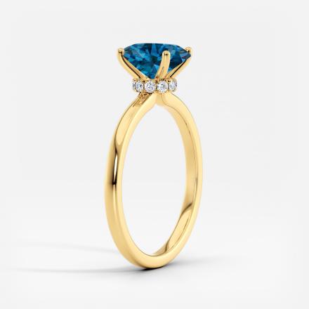 Lab Grown Diamond Ribbon Halo Engagement Ring Oval 0.50 ct. (Blue, VS-SI) in 14k Yellow Gold
