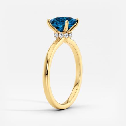 Lab Grown Diamond Ribbon Halo Engagement Ring Princess 0.50 ct. (Blue, VS-SI) in 14k Yellow Gold
