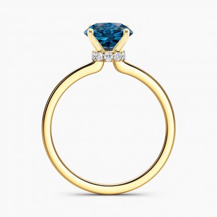 Natural Diamond Ribbon Halo Engagement Ring Round 5.00 ct. (Blue, I1) in 14k Yellow Gold