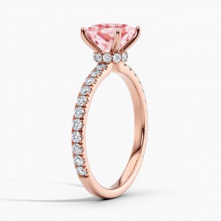 Lab Grown Diamond Ribbon Halo Engagement Ring Cushion 1.00 ct. (Pink, VS-SI) Available variations 1.00 ct - 2.00 ct  in 14k Rose Gold