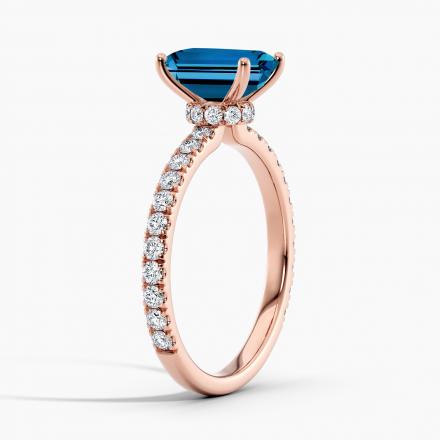 Lab Grown Diamond Ribbon Halo Engagement Ring Emerald 0.50 ct. (Blue, VS-SI) in 14k Rose Gold