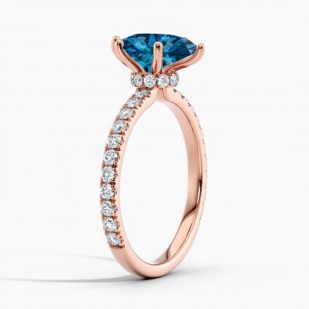 Lab Grown Diamond Ribbon Halo Engagement Ring Marquise 0.50 ct. (Blue, VS-SI) in 14k Rose Gold