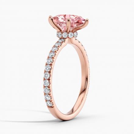 Lab Grown Diamond Ribbon Halo Engagement Ring Marquise 0.50 ct. (Pink, VS-SI) in 14k Rose Gold