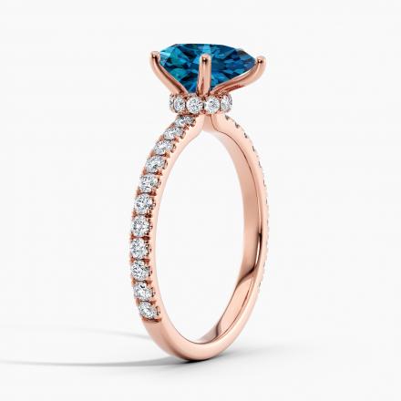 Lab Grown Diamond Ribbon Halo Engagement Ring Pear 0.50 ct. (Blue, VS-SI) in 14k Rose Gold