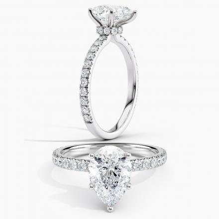Natural Diamond GIA Certified Ribbon Halo Diamond Engagement Ring Pear 2.00 ct. (G, VVS2) in 14k Rose Gold