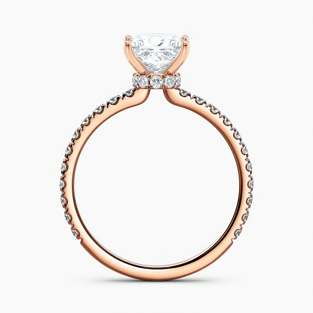 Lab Grown Diamond Ribbon Halo Diamond Engagement Ring Princess 1.00 ct. (I-J, VS1-VS2) in 14k Rose Gold