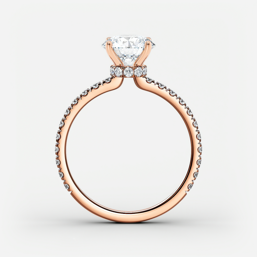 Lab Grown Diamond Ribbon Halo Diamond Engagement Ring Round 2.00 ct. (I-J, VS1-VS2) in 14k Rose Gold