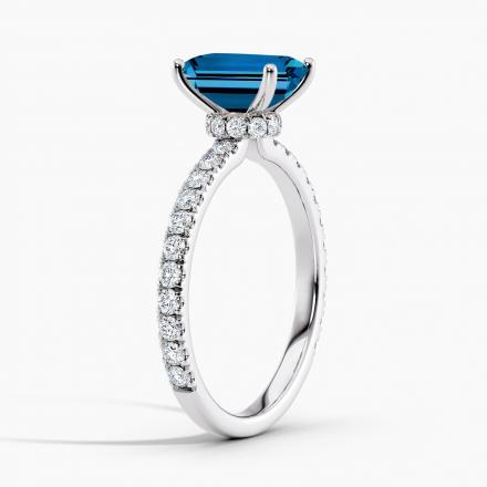 Lab Grown Diamond Ribbon Halo Engagement Ring Emerald 0.50 ct. (Blue, VS-SI) in 14k White Gold
