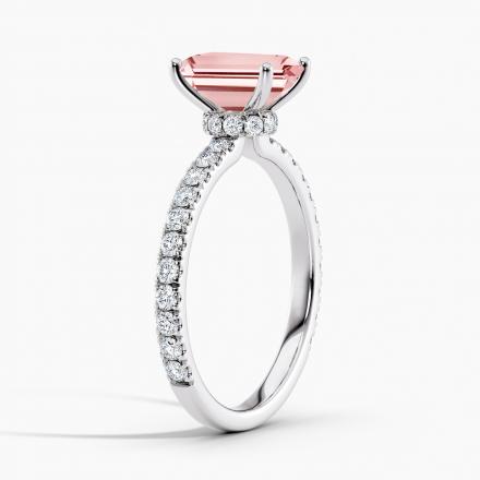 Lab Grown Diamond Ribbon Halo Engagement Ring Emerald 0.50 ct. (Pink, VS-SI) in 14k White Gold
