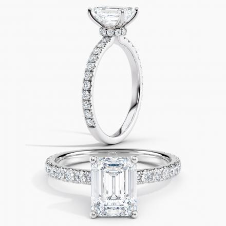 Natural Diamond GIA Certified  Ribbon Halo Diamond Engagement Ring Emerald 1.44 ct. (H, VS1) in 14k White Gold