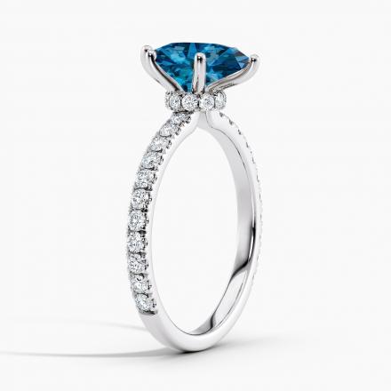 Lab Grown Diamond Ribbon Halo Engagement Ring Marquise 0.50 ct. (Blue, VS-SI) in 14k White Gold