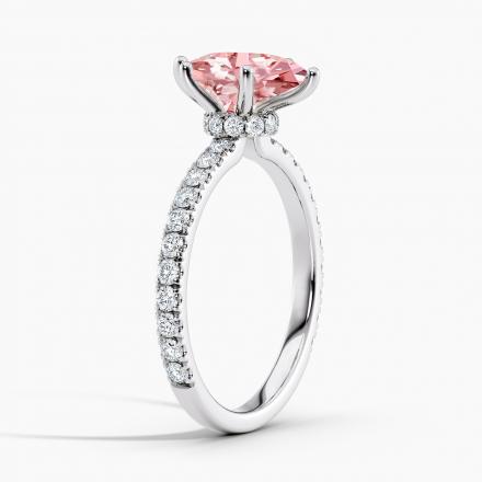 Lab Grown Diamond Ribbon Halo Engagement Ring Marquise 0.50 ct. (Pink, VS-SI) in 14k White Gold