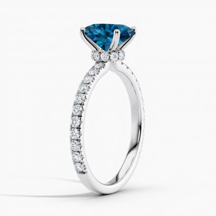 Lab Grown Diamond Ribbon Halo Engagement Ring Oval 1.00 ct. (Blue, VS-SI) in 14k White Gold