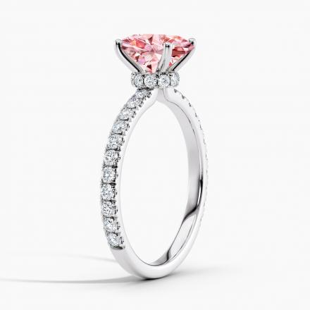 Lab Grown Diamond Ribbon Halo Engagement Ring Oval 0.50 ct. (Pink, VS-SI) in 14k White Gold