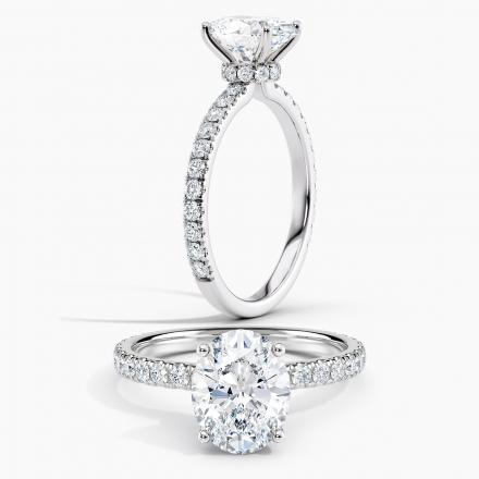 Natural Diamond EGL USA Certified  Ribbon Halo Diamond Engagement Ring Oval 2.47 ct. (H, SI2) in 14k White Gold